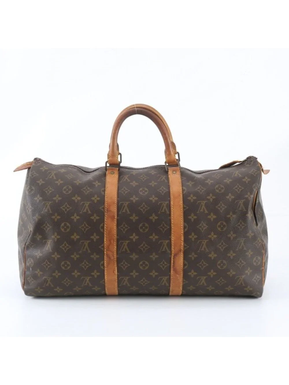 Louis Vuitton Monogram Keepall 50 Leather Boston Bag Tote Carry
